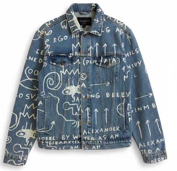 Diamond Supply Other - Diamond Supply X Basquiat Doodle Denim Jacket Limited All Over Graphic Print S